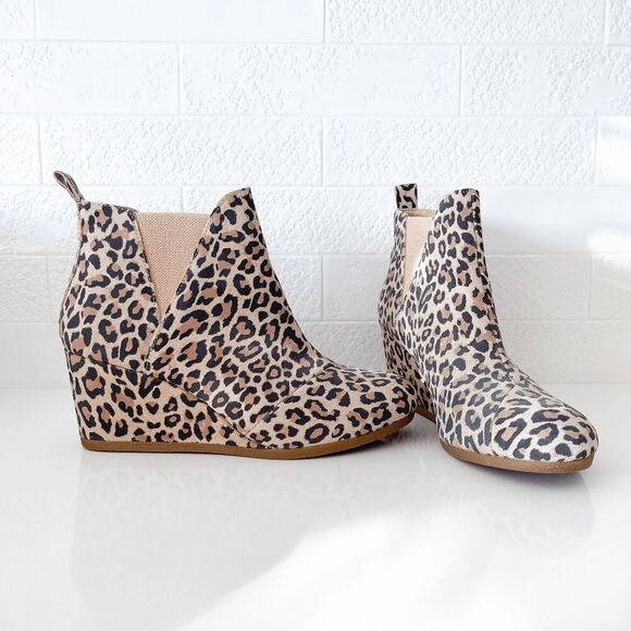 NWOT Toms Womens Kelsey Wedge Booties Leopard Print Size 9.5 - Picture 8 of 8